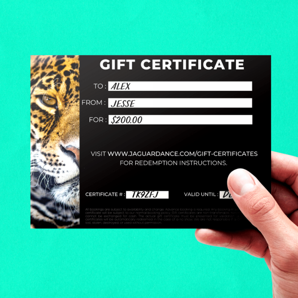 Jaguar Dance Company Gift Certificate Product Image filled in cash amount